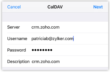 Configuração do calDAV página